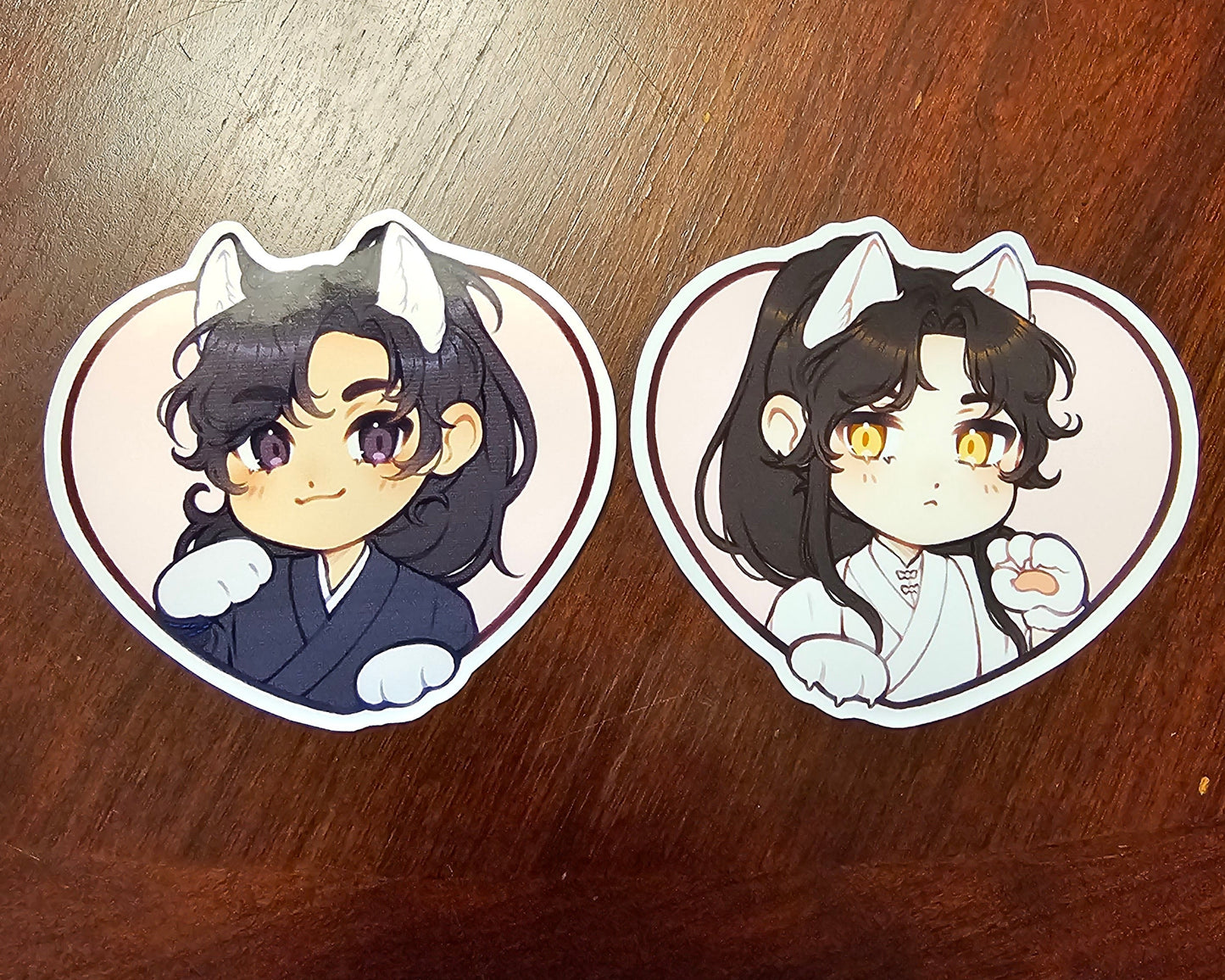 The Husky and His White Cat Shizun Vinyl Stickers: Chu Wanning and Mo Ran